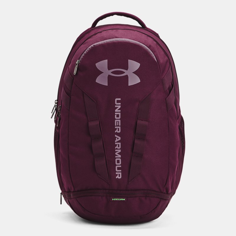 Under Armour Hustle 5.0 Backpack Dark Maroon / Green Screen / Misty Purple One Size
